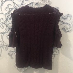 HP 🎉Express Cold Shoulder Ruffle Burgundy Sweater